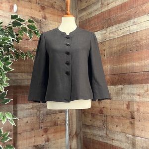 ARMANI COLLEZIONI Grey Button Down Mandarin Collar 3/4 Sleeve Sz 8